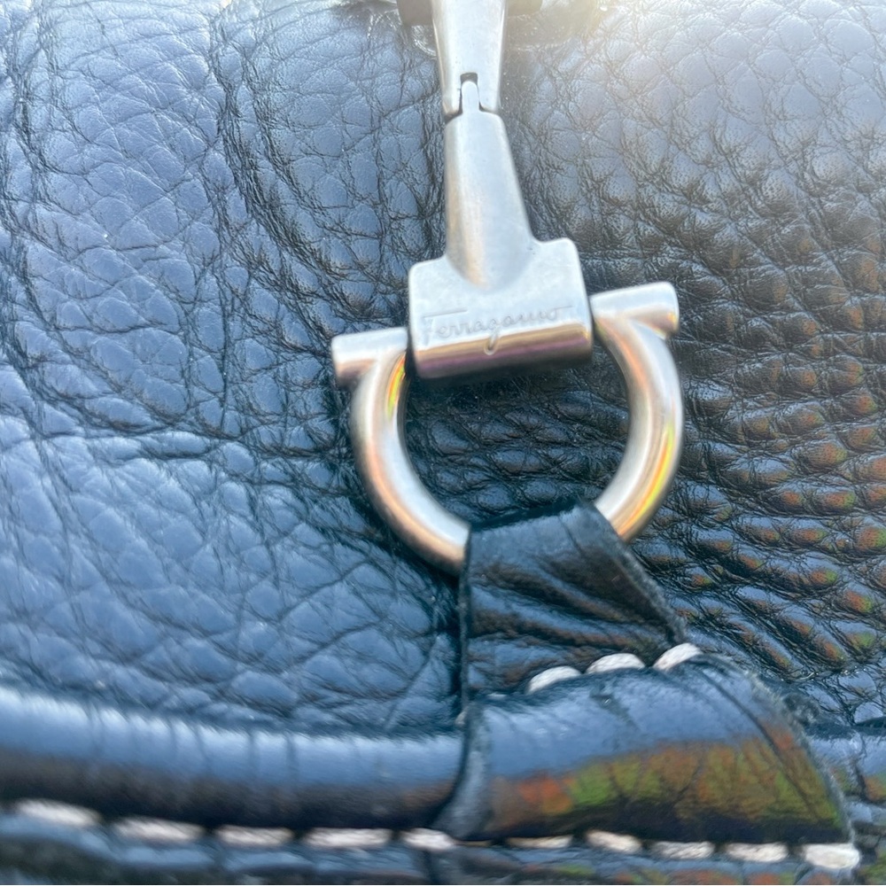 Salvatore Ferragamo Grandioso Gancini Textured Leather Loafers w horsebit accent